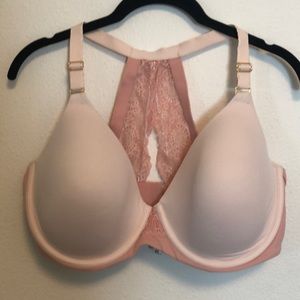38DDD Soma pink Embraceable full coverage Geo lace Racerback, underwire